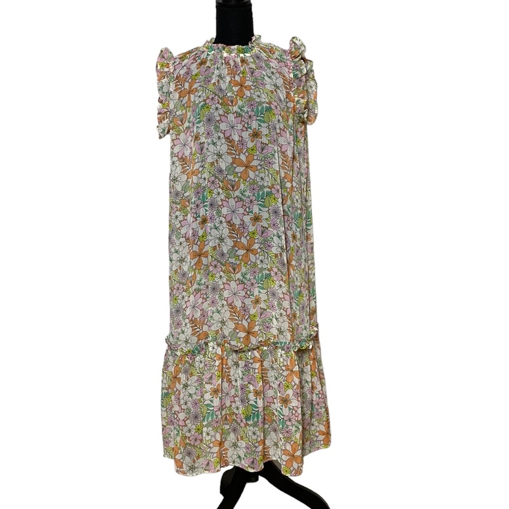 CeCe Floral Prairie Semi Sheer Maxi Dress XS